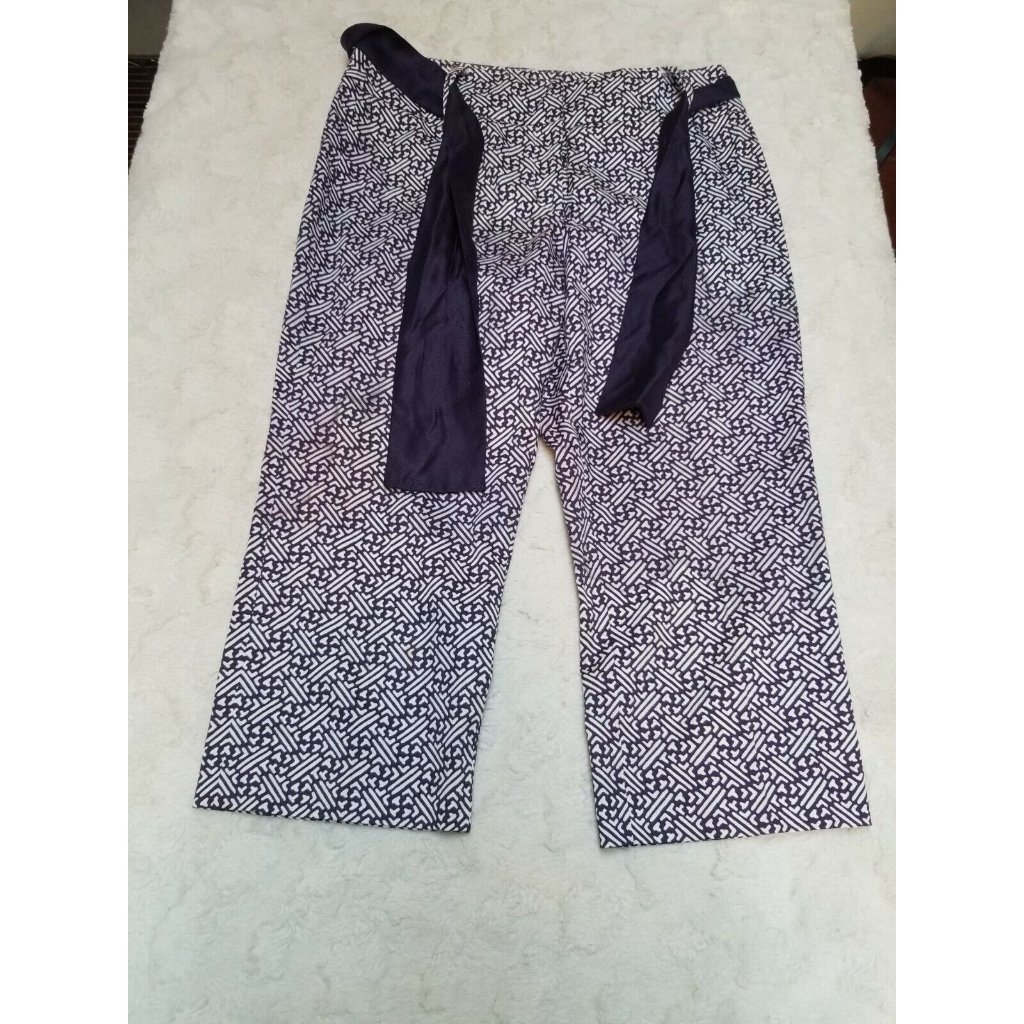 Zac&Rachel Womens Straight Cropped Pants Belted High Rise Geometric Print Casual